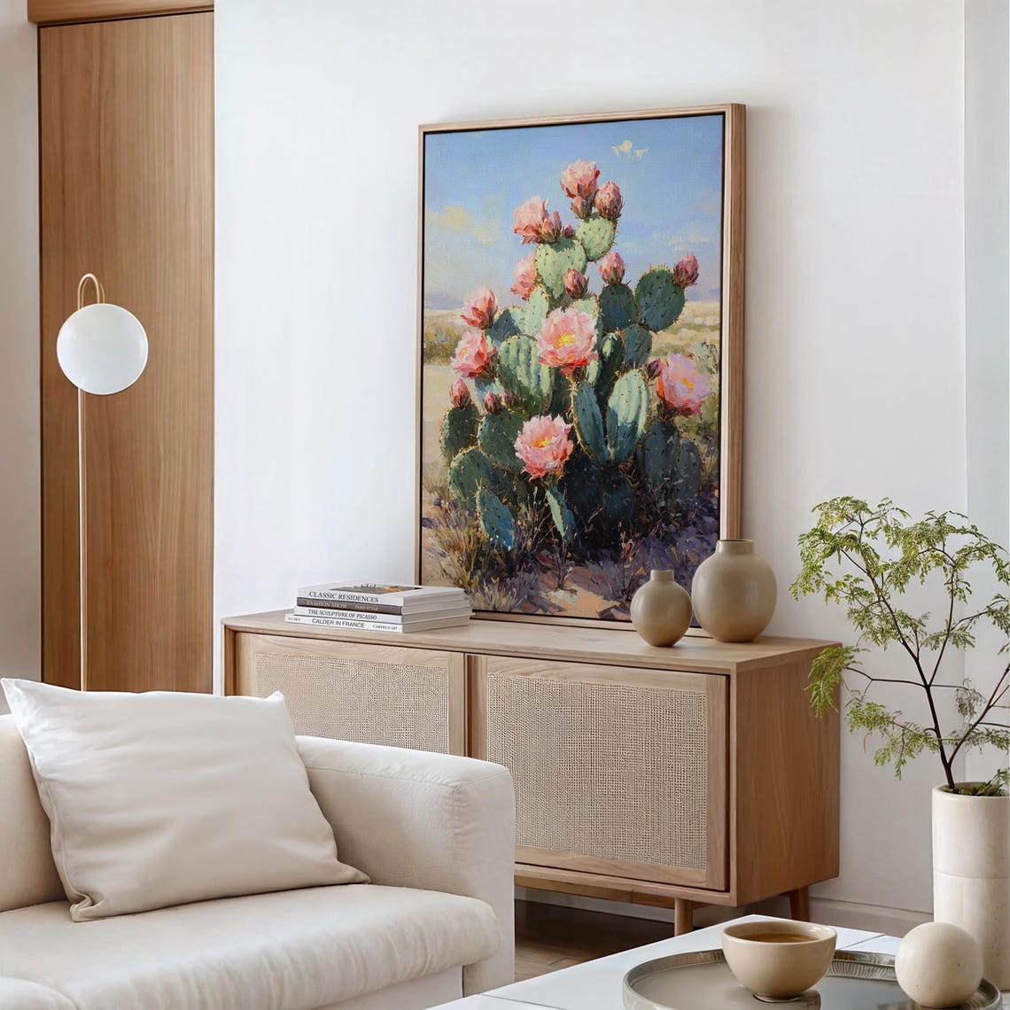 Blooming Prickly Pear Cactus with Pink Flowers Desert Poster - Image 3