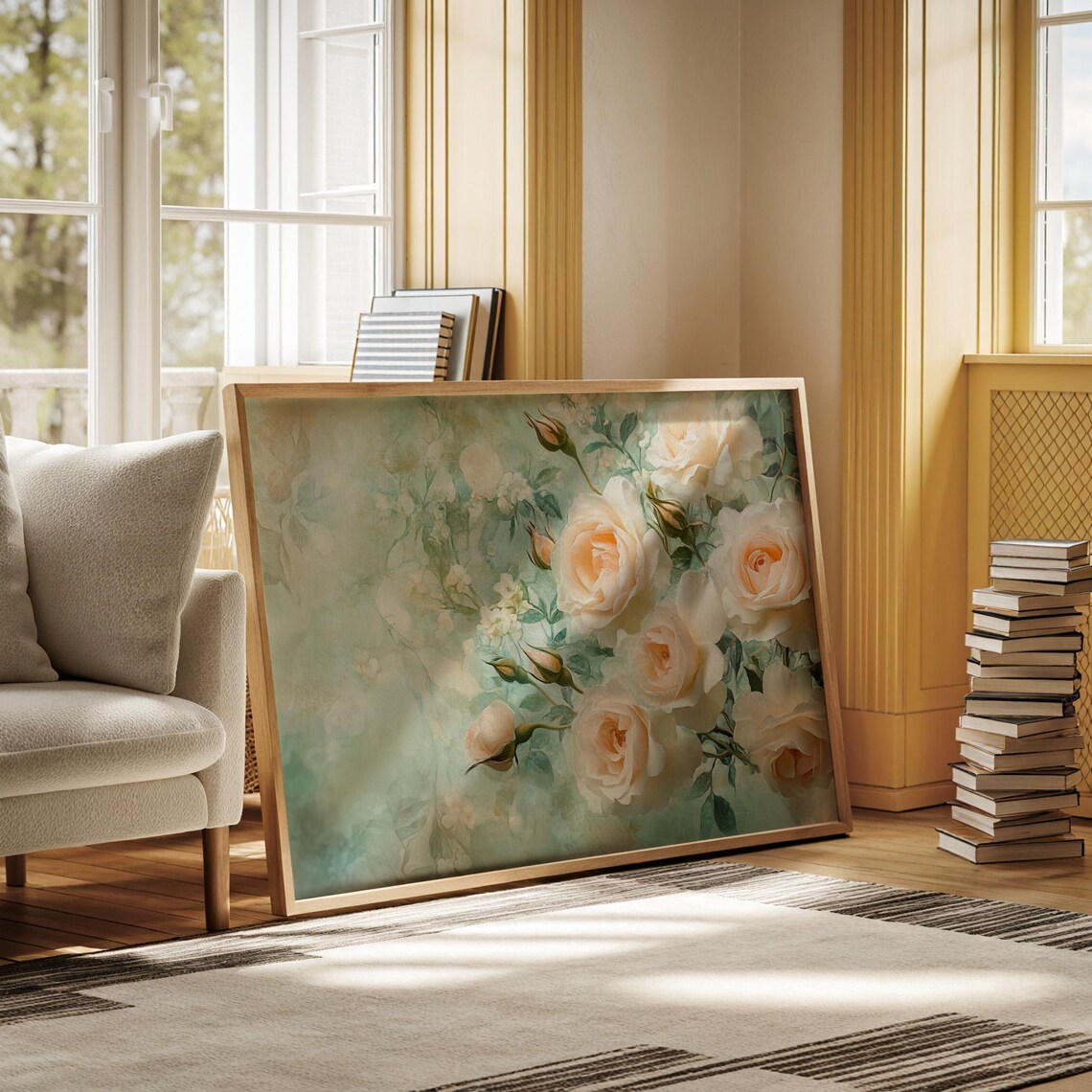 Soft Peach Roses Art Print, Elegant Floral Decor - Image 4