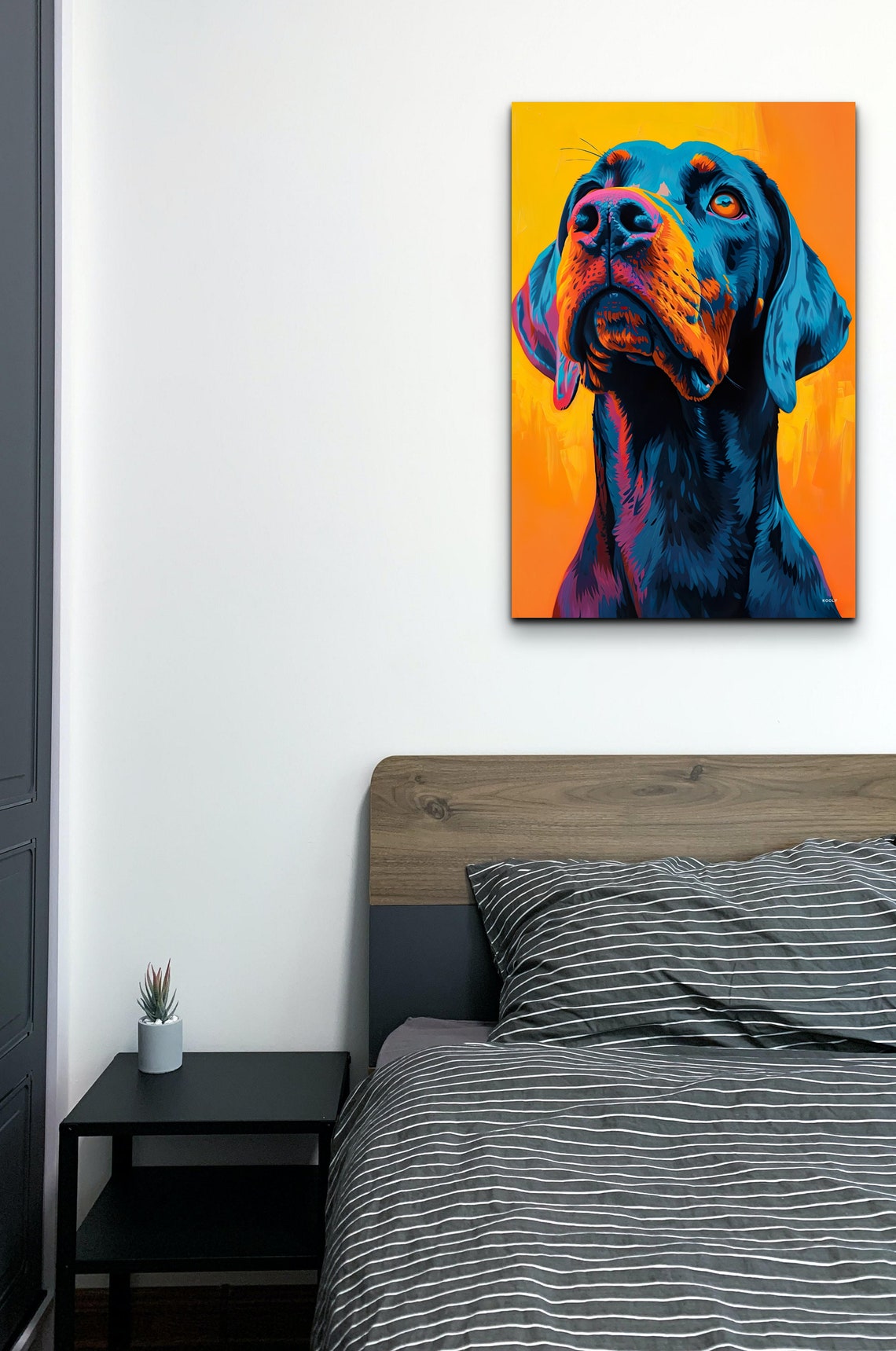 Doberman Pinscher Portrait in Bold Blue and Orange Pop Art Poster - Image 4