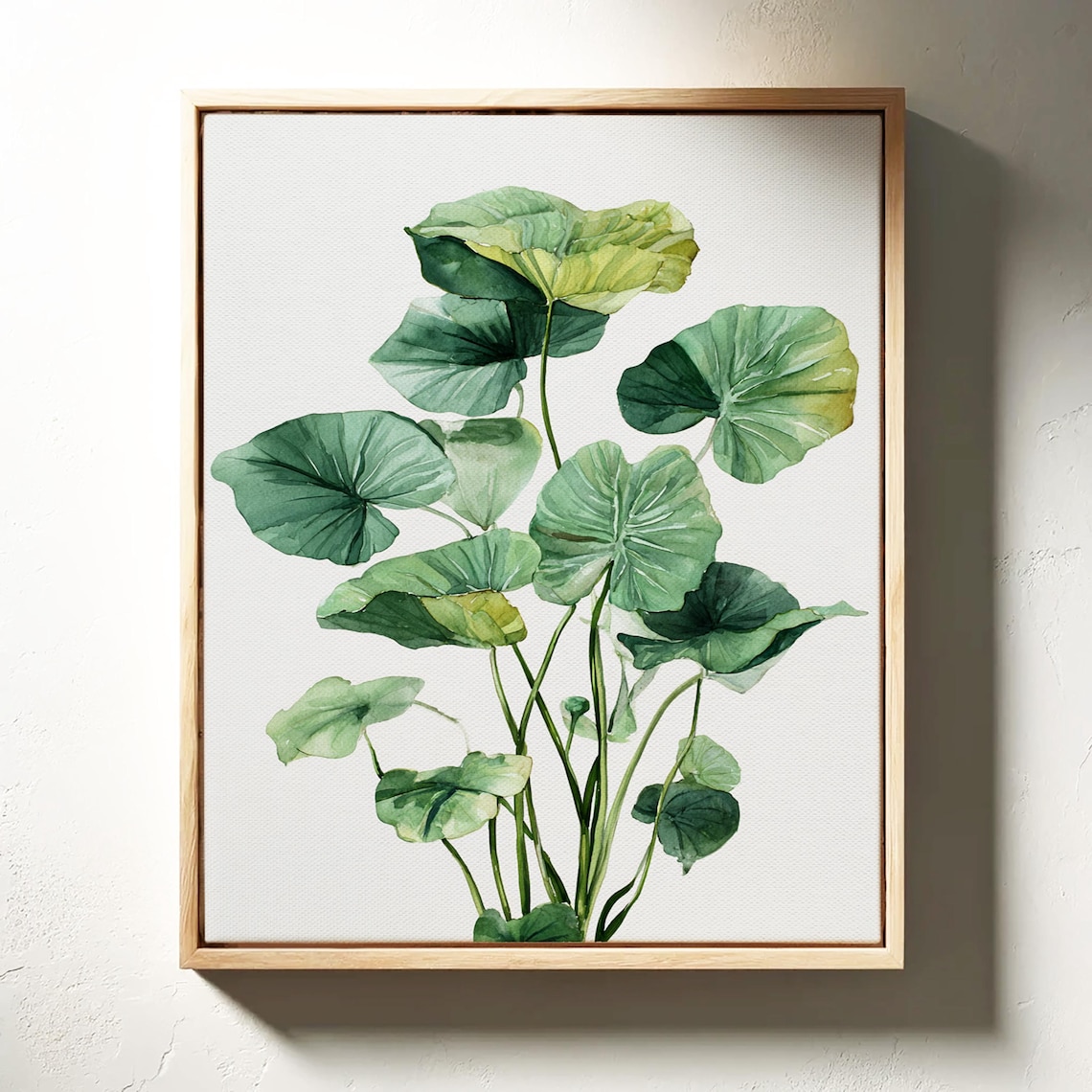 Green Lotus Leaf Watercolor Minimal Botanical Nature Art Poster