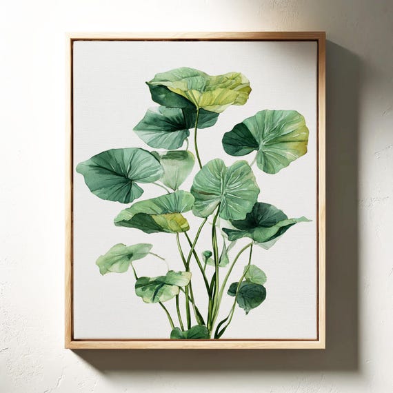 Green Leaf Watercolor Minimal Botanical Wall Art