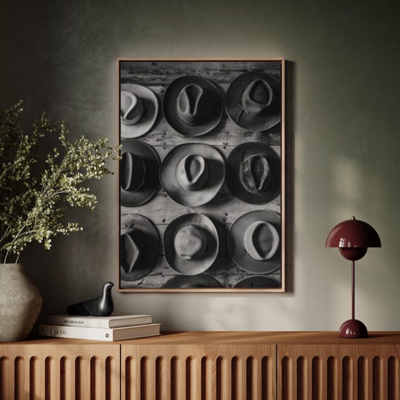 Cowboy Hats Wall Art Black And White Western Photography For Rustic Country Home Decor