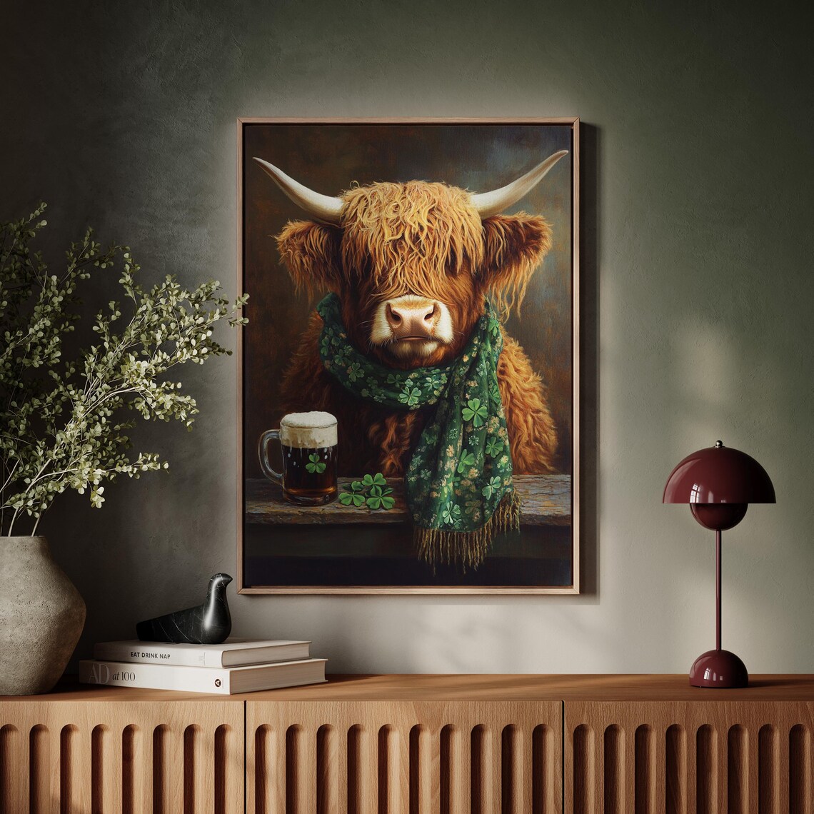 Highland Cow With Shamrock Scarf and Beer Mug Irish Fun Poster - Image 7