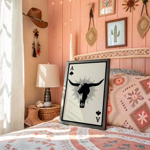 Ace Of Spades Longhorn Skull Western Art