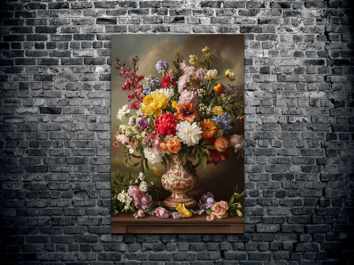Dutch Style Floral Bouquet Ornate Vase Classic Still Life Poster - Image 2