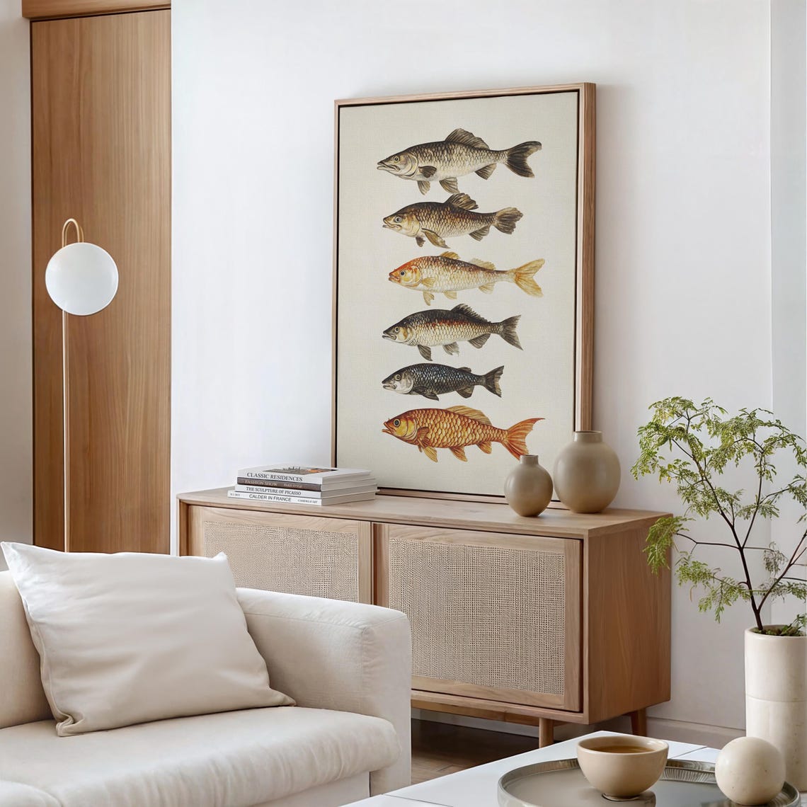 Six Vintage Fish Species Illustration Rustic Coastal Nature Art Poster - Image 5