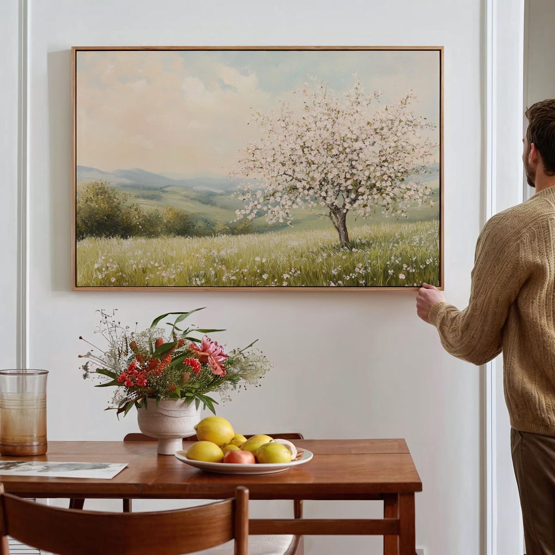Serene Springtime Blossom Wall Art Beautiful Blooming Tree Landscape For Hangable Home Or Office Decor - Image 4