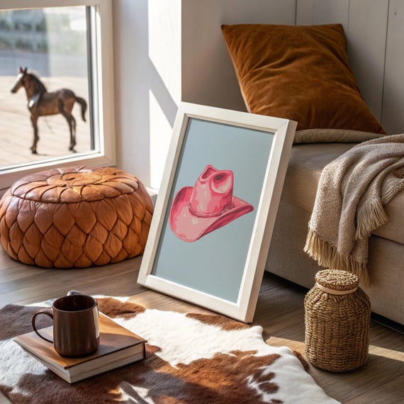 Pink Cowboy Hat Pop Art Western Print