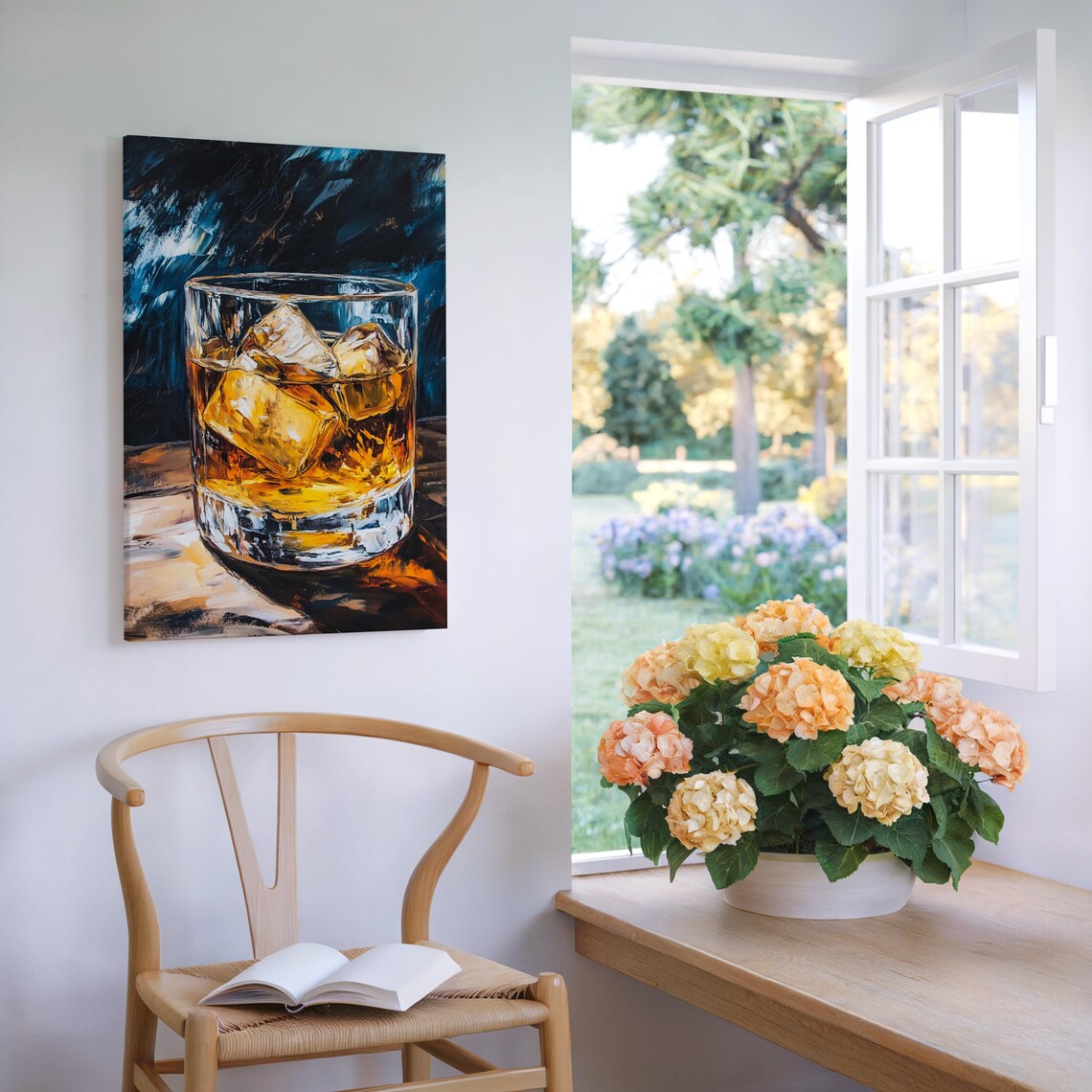 Whiskey Glass on the Rocks Moody Oil Painting Bar Wall Poster - Image 6