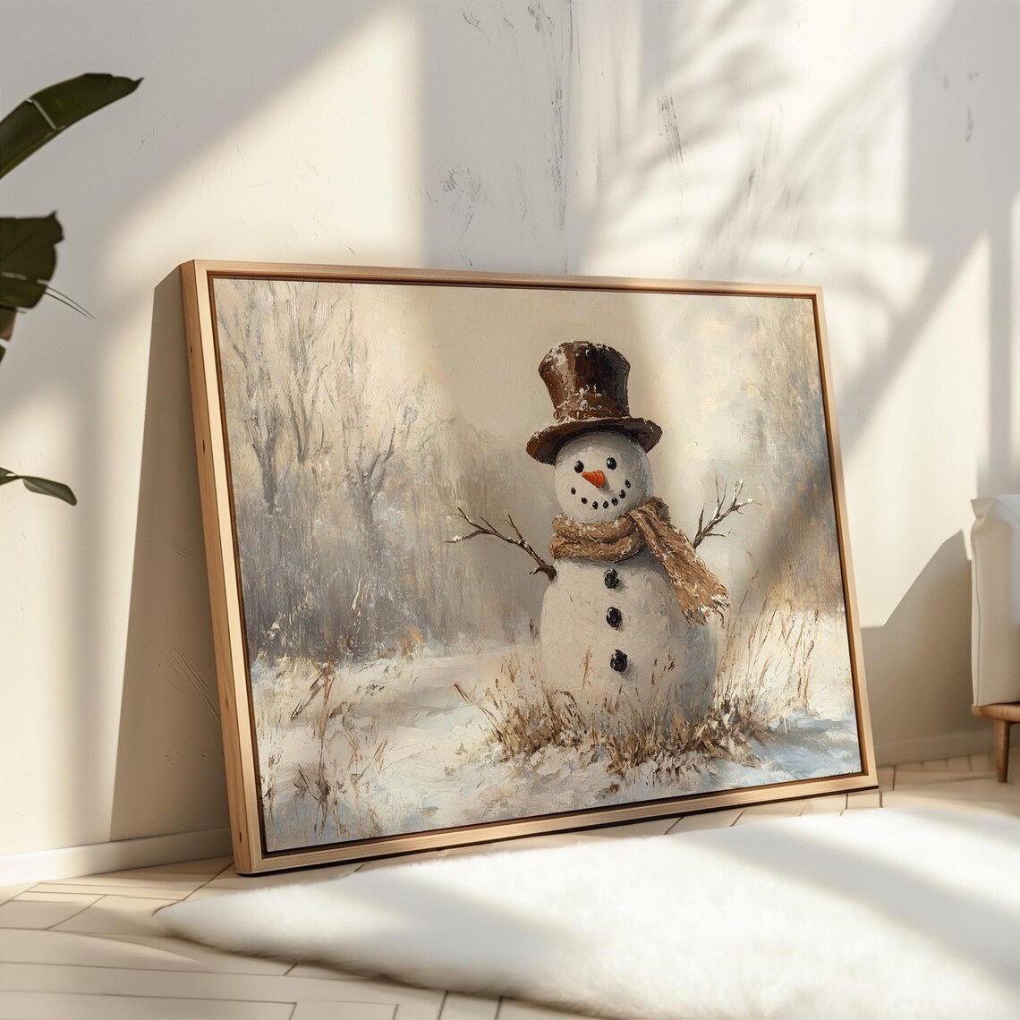 Rustic Snowman Vintage Winter Wall Art Print - Image 7