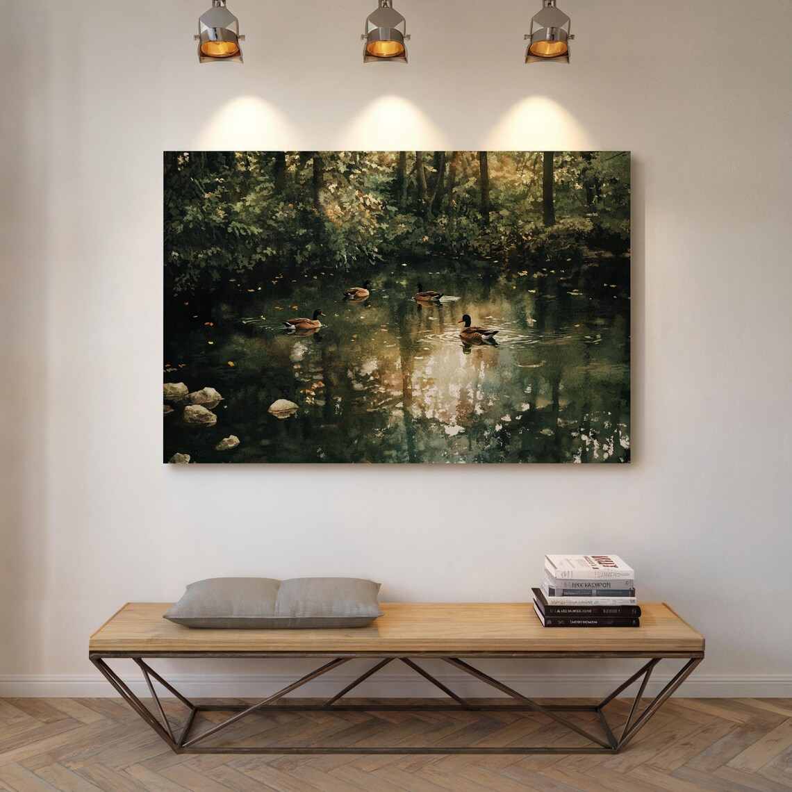Tranquil Pond Ducks, Serene Nature Scene - Image 7