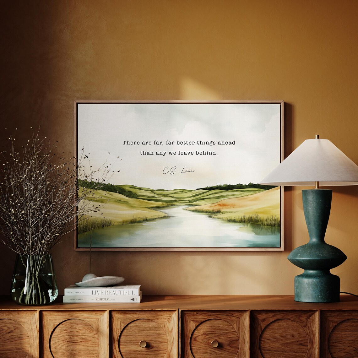 C.S. Lewis Far Better Things Ahead Quote River Valley Poster - Image 5