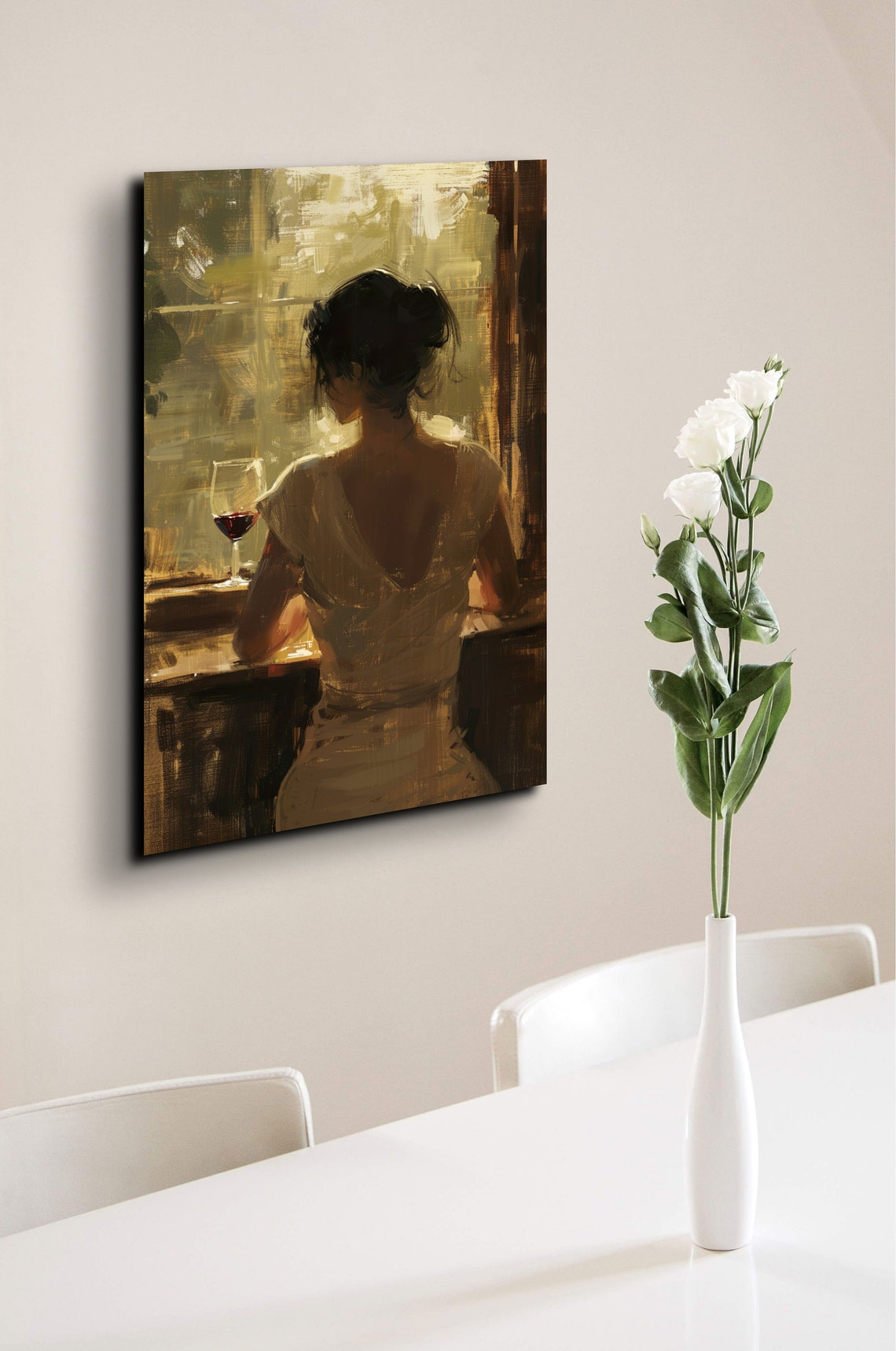French Beauty With Glass Of Wine Oil Paint Impressionist Ready To Hang Wall Art Print French Art Wine Art Oil Paint Style Art - Image 7