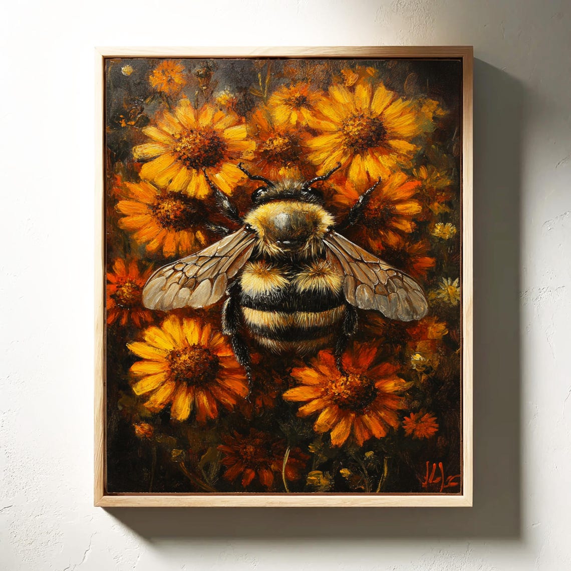 Realistic Bumblebee Among Yellow and Orange Wildflowers Poster - Image 6