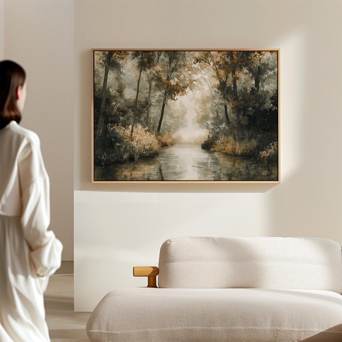 Tranquil Forest River Art Print, Rustic Nature Scene - Image 6