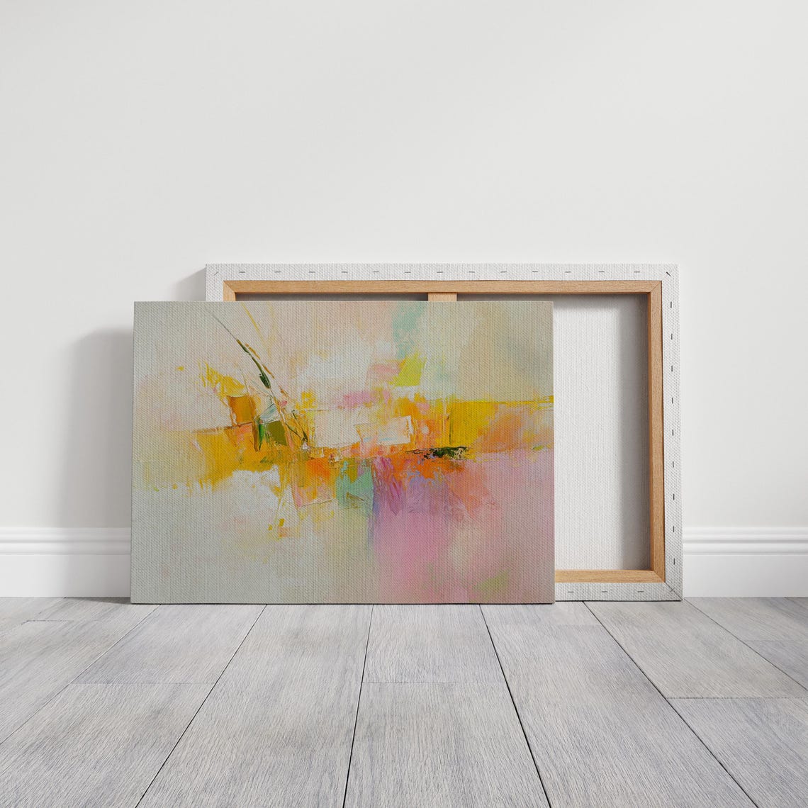 Yellow Pink Orange Pastel Abstract Soft Blend Modern Art Poster - Image 3