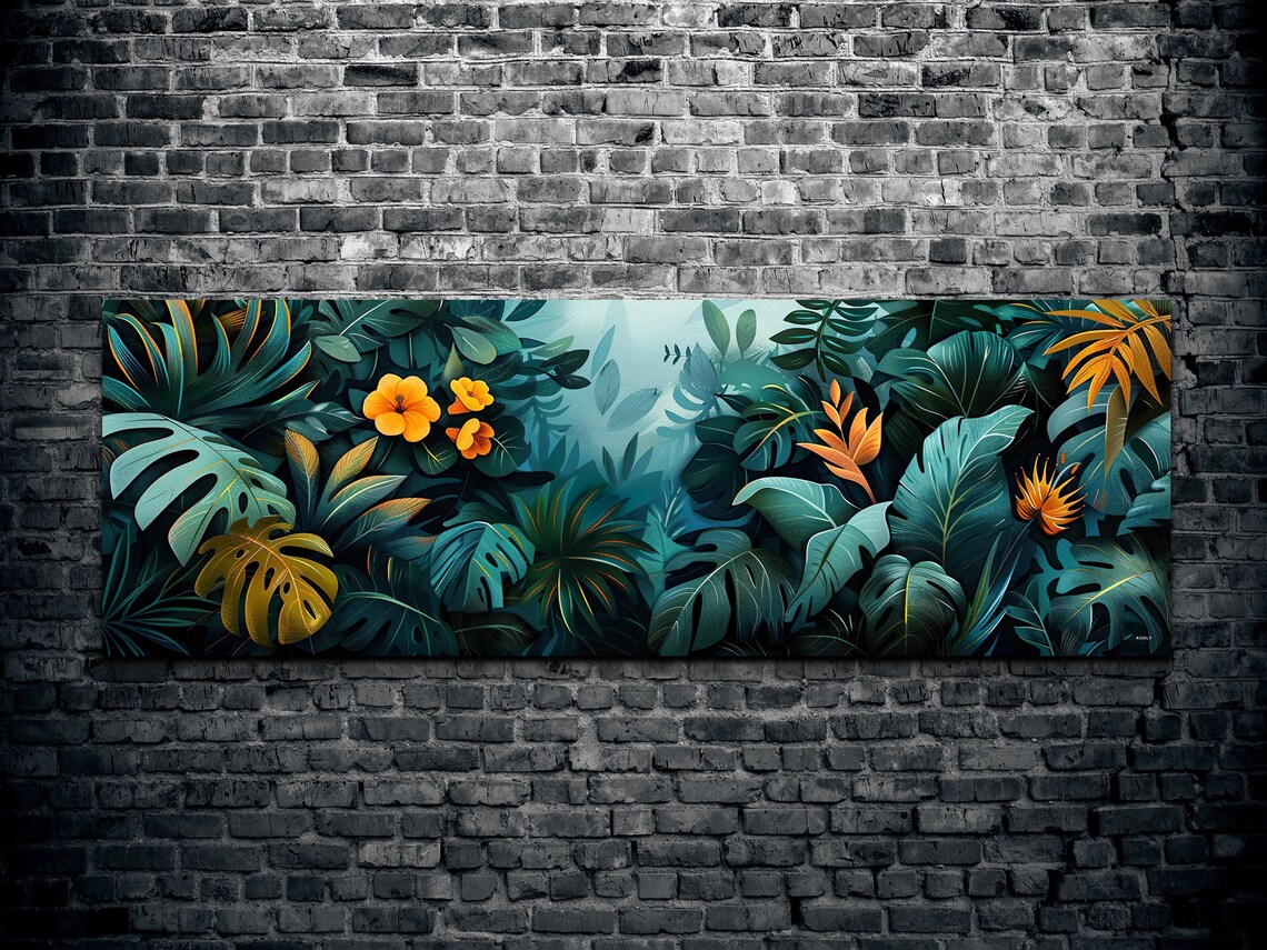 Tropic Botanical Floral Scene, Mid-Century Modern - Image 2