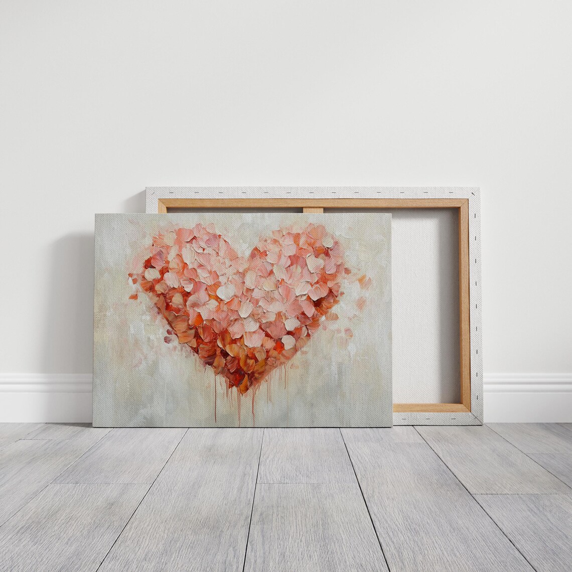Floral Heart Abstract Painting, Romantic Decor - Image 3