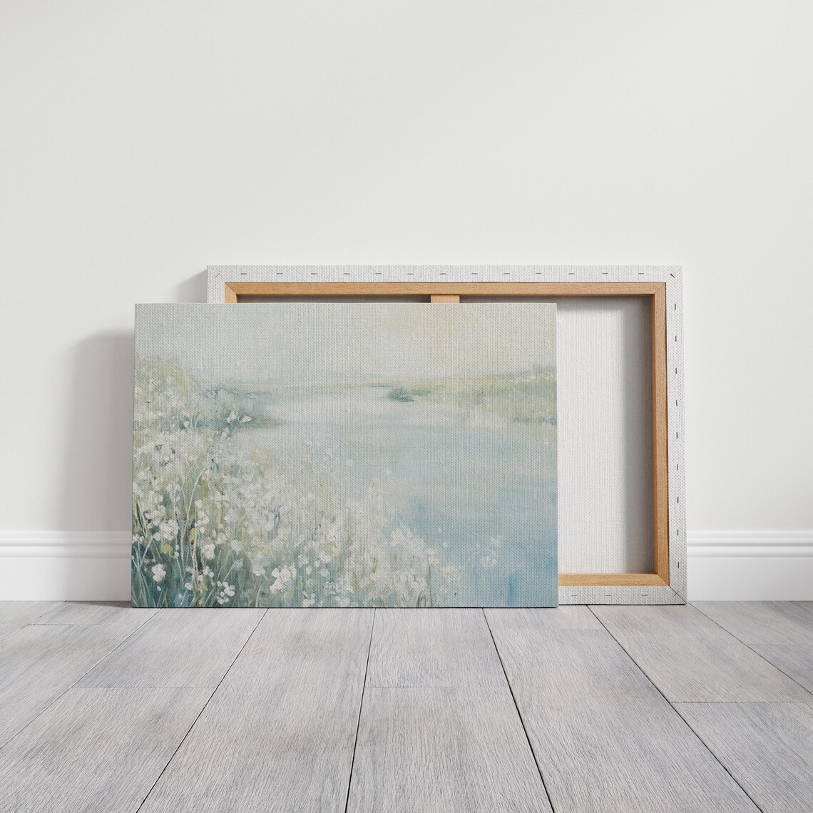 Serene Pastel Lake Wildflower Meadow Soft Impressionist Poster - Image 3