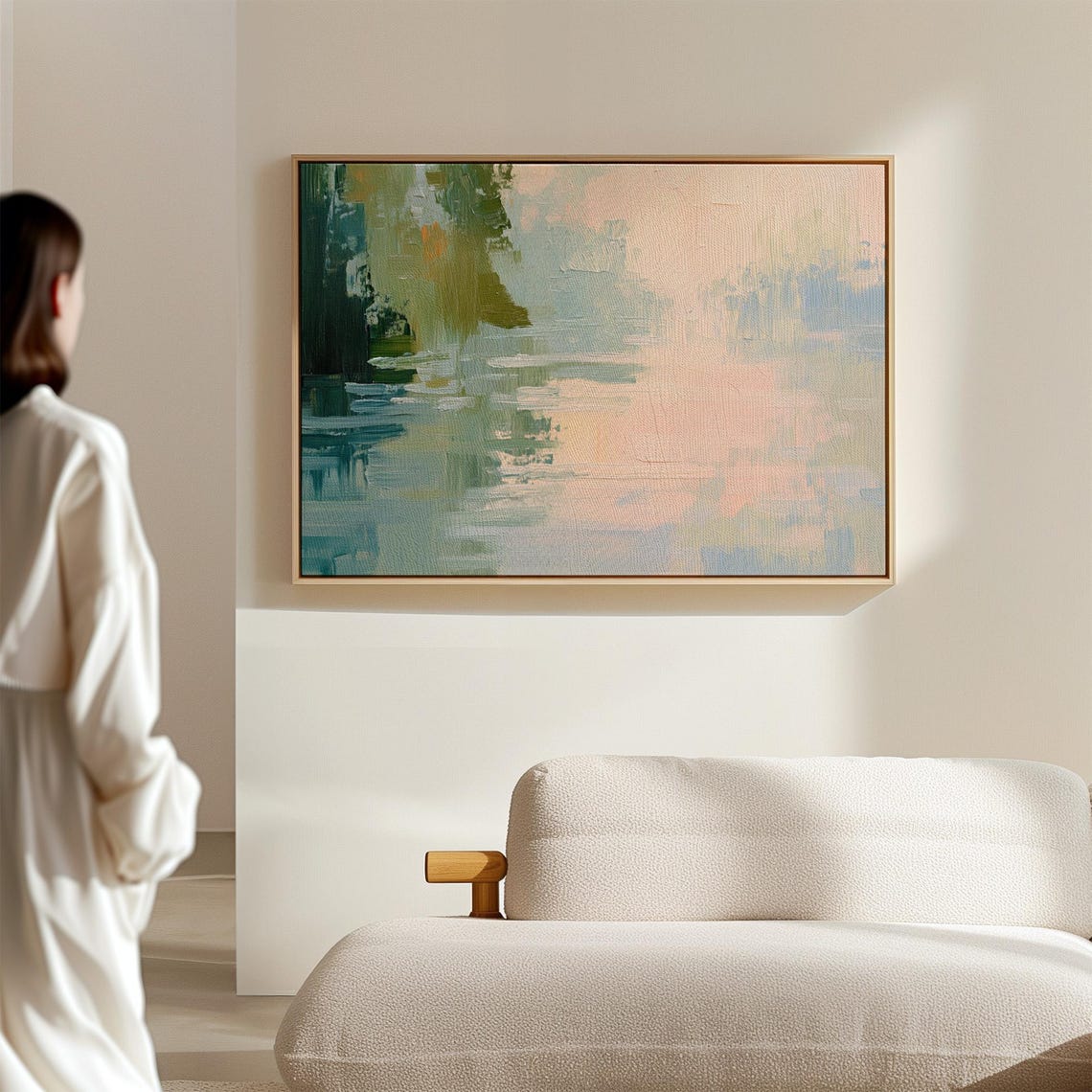 Pastel Abstract Impressionist Landscape Reflection Green Art Poster - Image 7