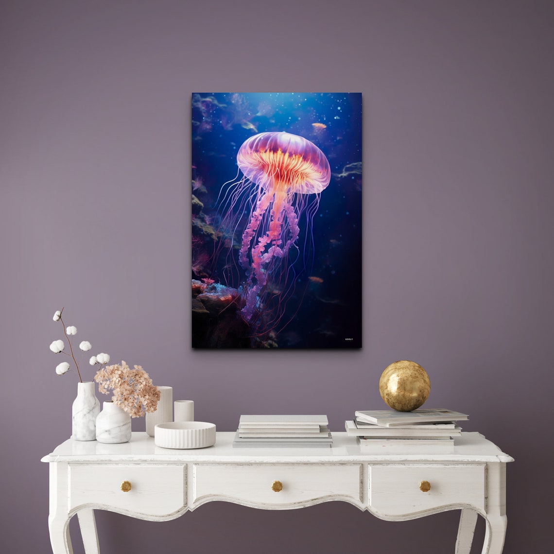 Glowing Pink Jellyfish Drifting Through the Deep Blue Ocean Poster - Image 4