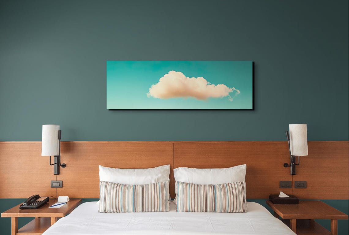 Serene Clouds Blue Landscape Art Print - Image 4