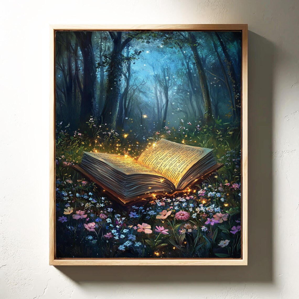 Enchanted Open Book Magical Forest Glow Art Print - Image 6