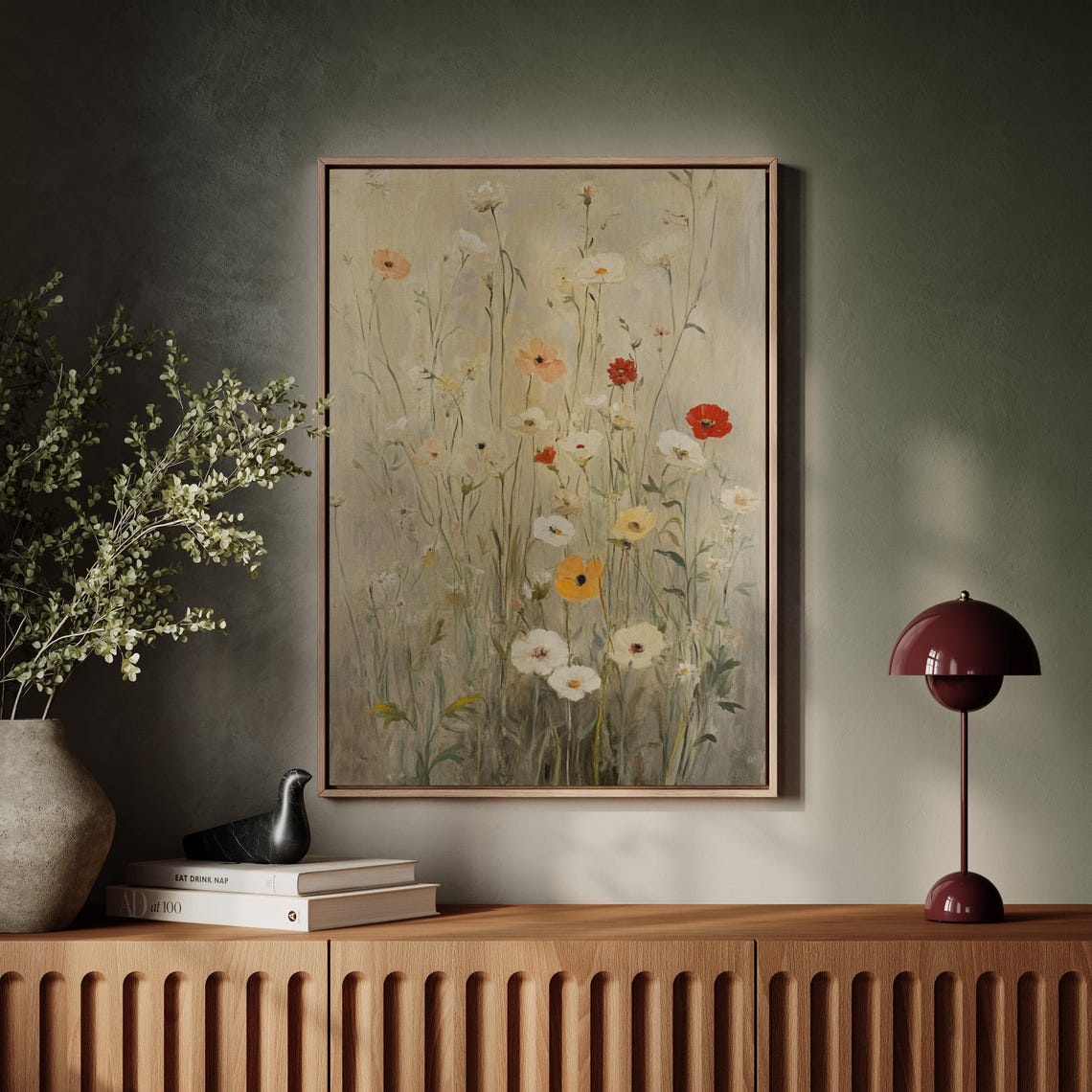 Rustic Wildflower Art Red White Yellow Blooms Neutral Floral Poster - Image 7