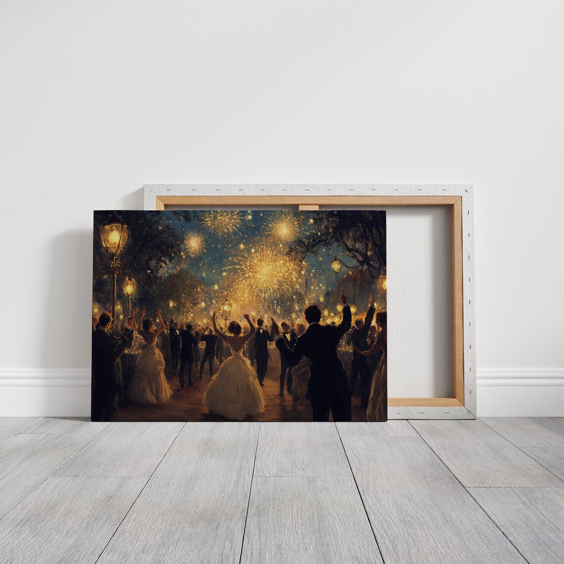 Elegant Outdoor Gala Dance Under Fireworks Night Celebration Wall Art - Image 3