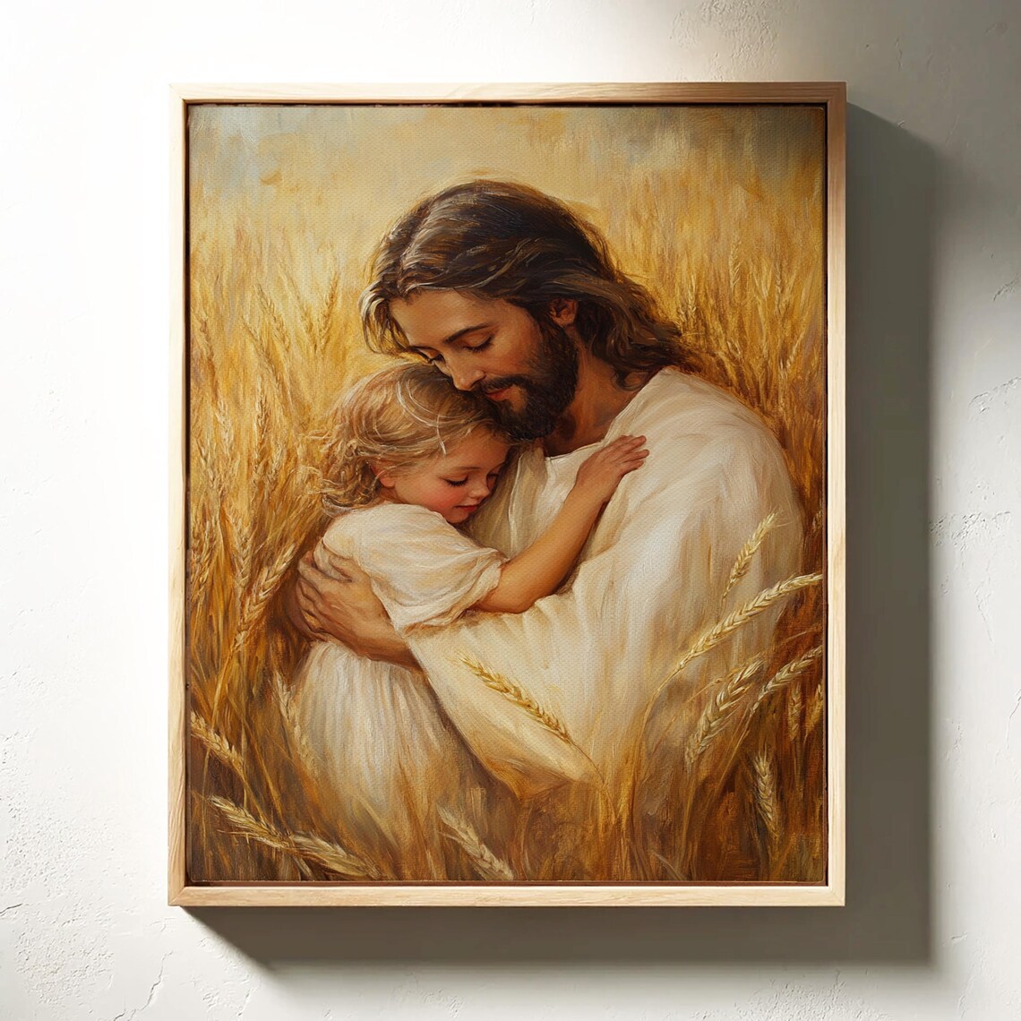 Jesus Hugging a Child Tenderly in a Golden Wheat Field Christian Poster - Image 3