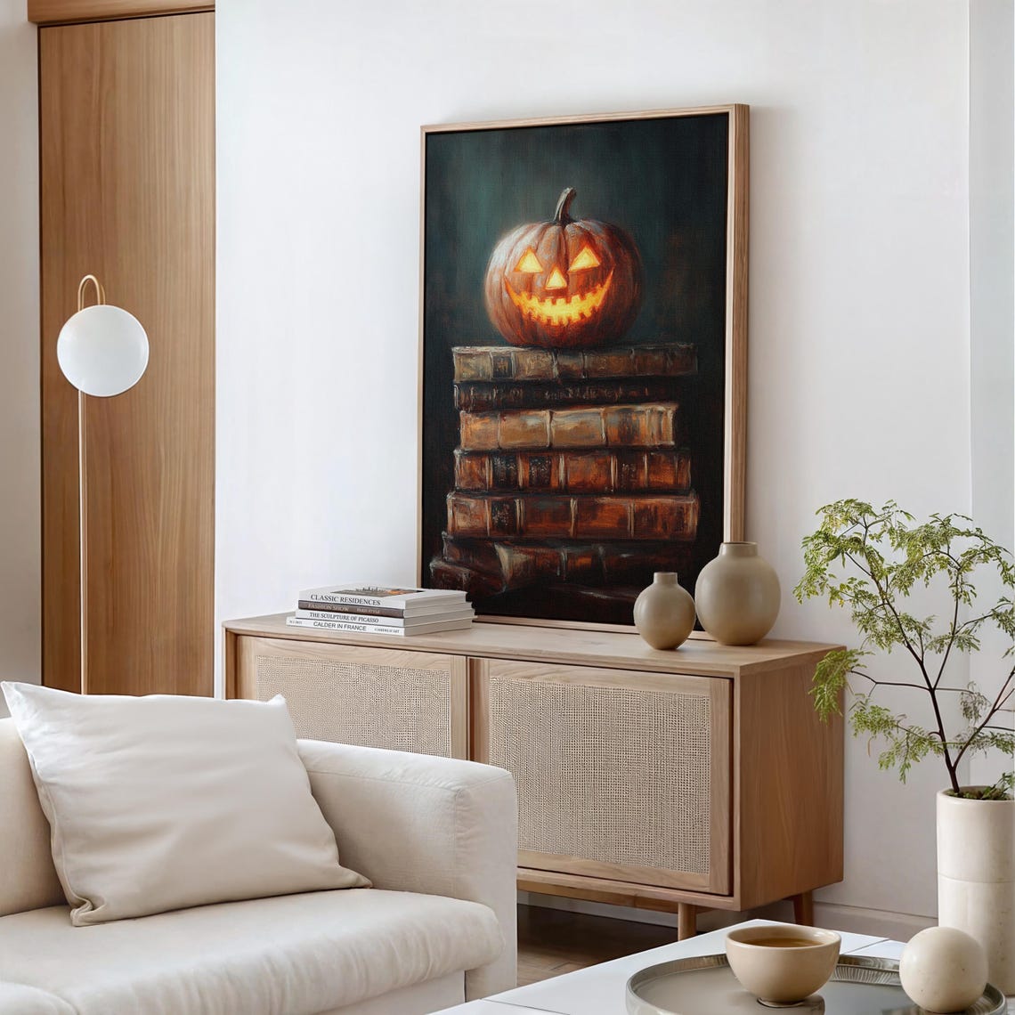 Carved Halloween Pumpkin Glowing on Old Vintage Books Poster - Image 5