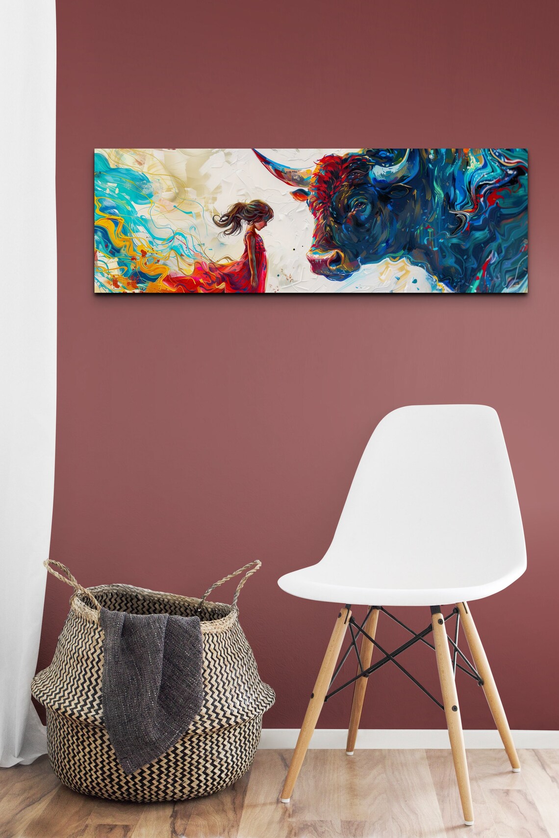 Abstract Girl Vs Bull Colorful Art Print - Image 6