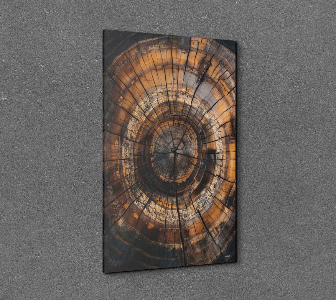Nordic Amber Tree Rings Cross Section Rustic Wood Slice Poster - Image 3