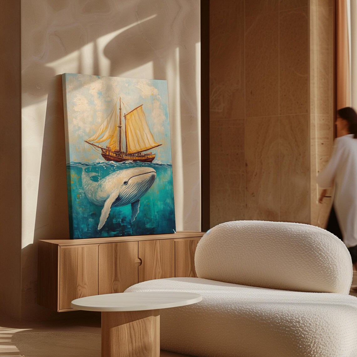 Majestic Whale And Sailboat Ocean Adventure Nautical Art - Image 7