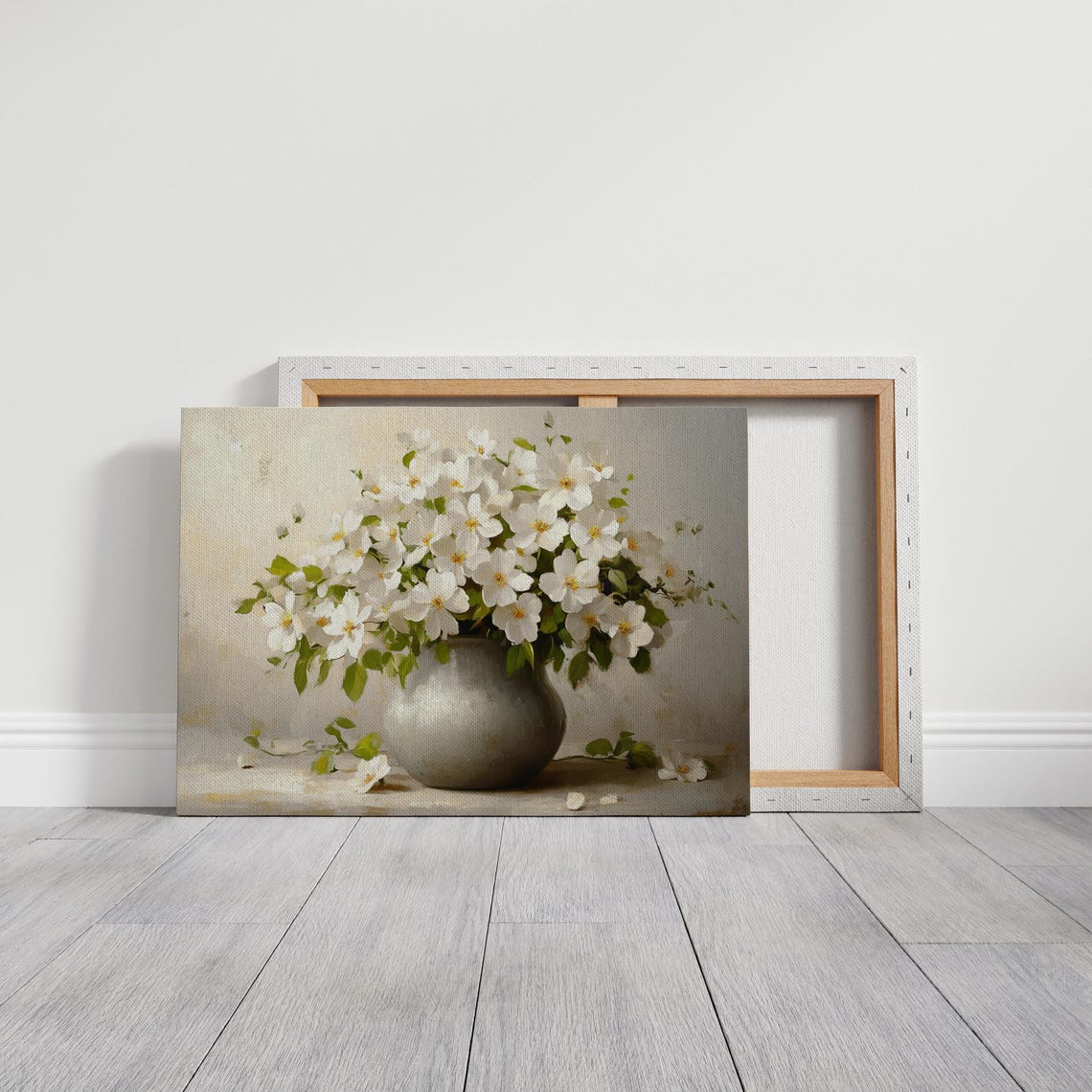 White Floral Bouquet In Elegant Vase Rustic Cottagecore Poster - Image 3