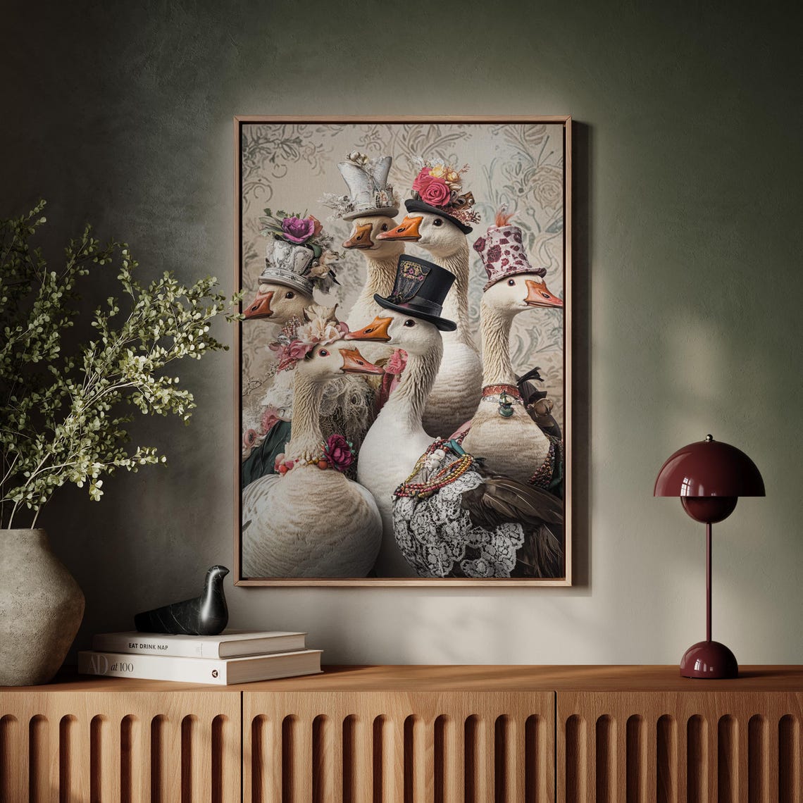 Five Geese Wearing Fancy Victorian Hats Quirky Animal Poster - Image 5