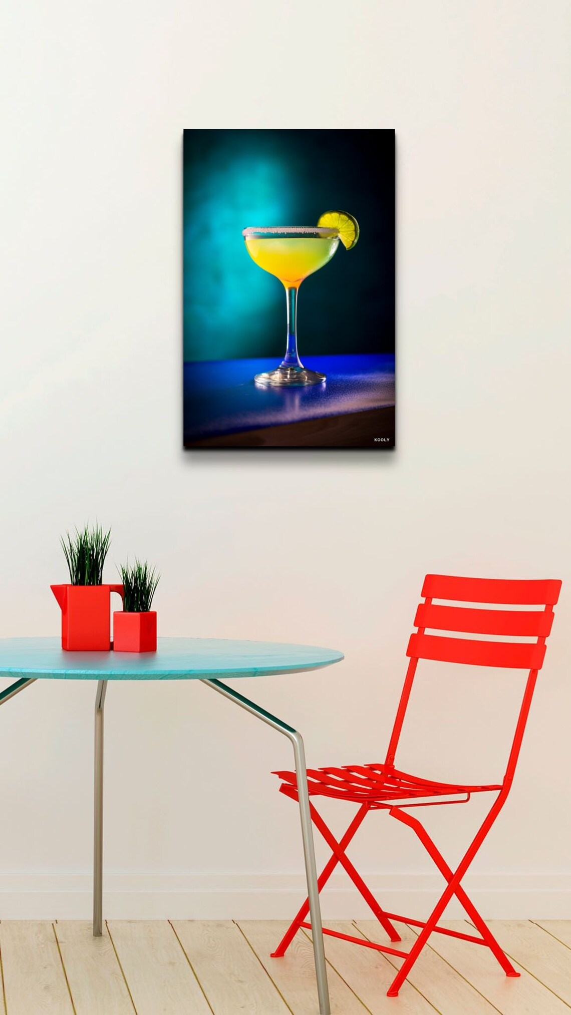 Festive Margarita Cocktail Lime Salt Rim Blue Bar Photo Poster - Image 3