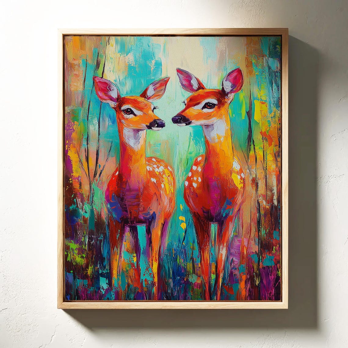 Vibrant Abstract Deer Pair Colorful Wildlife Modern Artwork Poster - Image 4