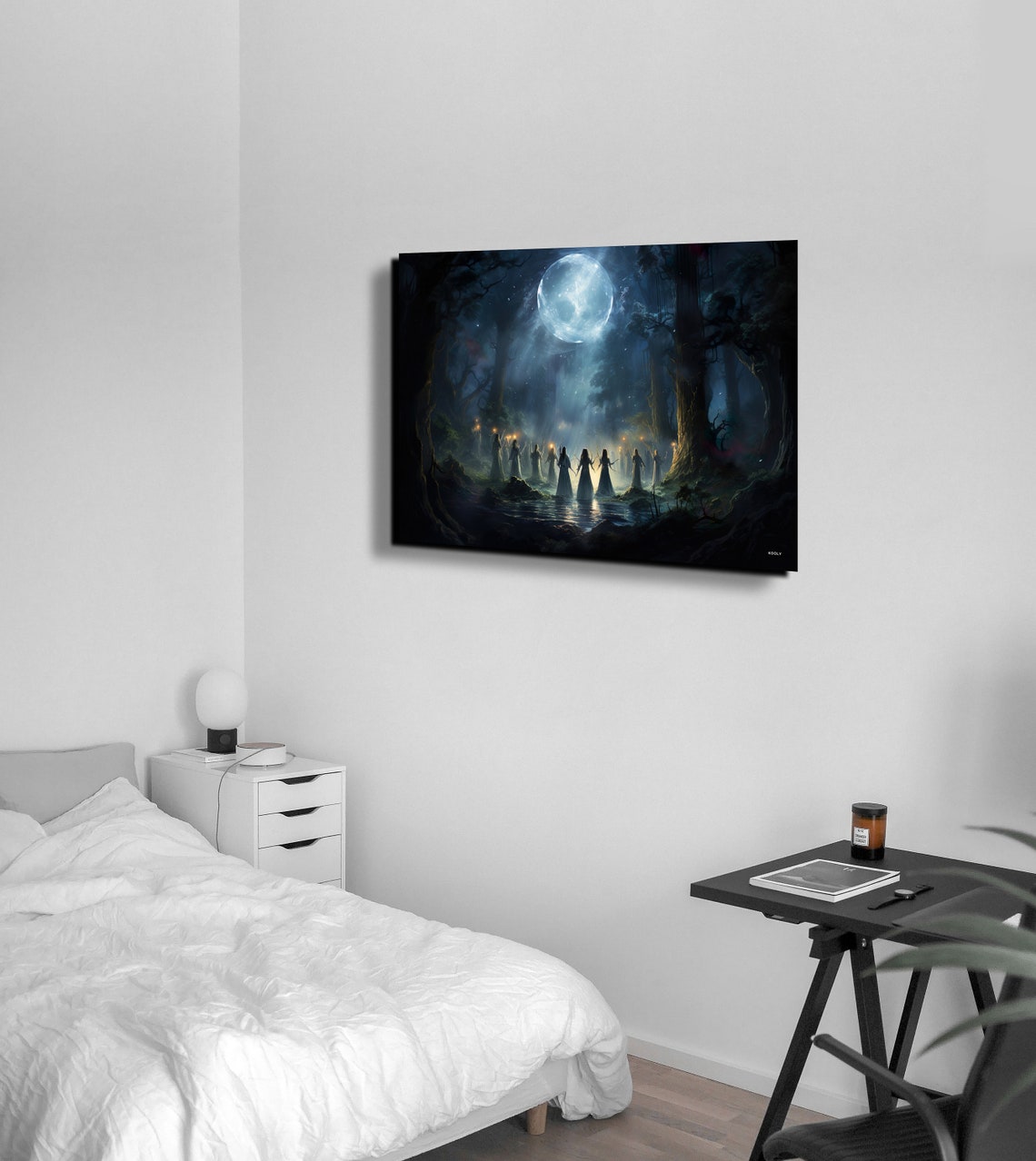 Witches Ritual In Moonlit Forest Under Full Moon Fantasy Poster - Image 3