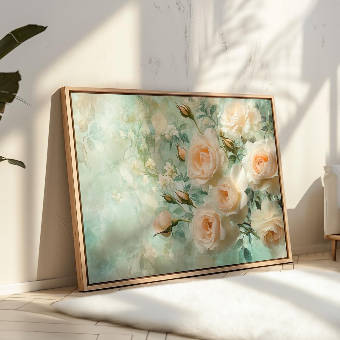 Soft Peach Roses Art Print, Elegant Floral Decor - Image 5