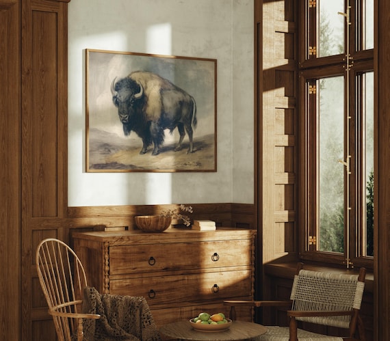 Majestic Bison Standing On Western Plains