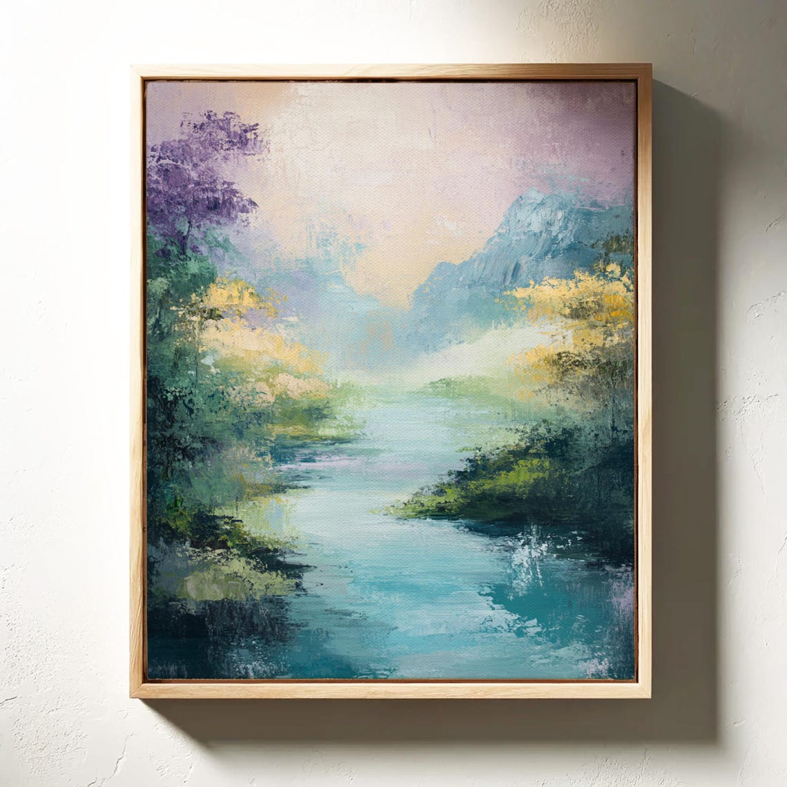 Misty Turquoise River Through Colorful Forest Valley Landscape Poster - Image 3