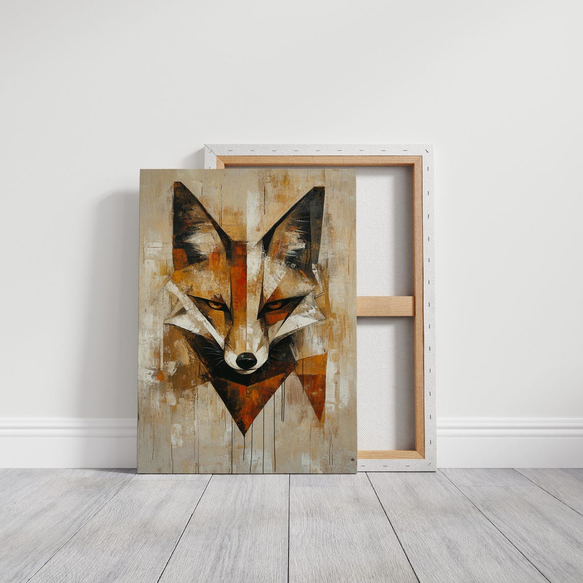 Abstract Geometric Fox Portrait Rustic Earthy Modern Wildlife Poster - Image 3