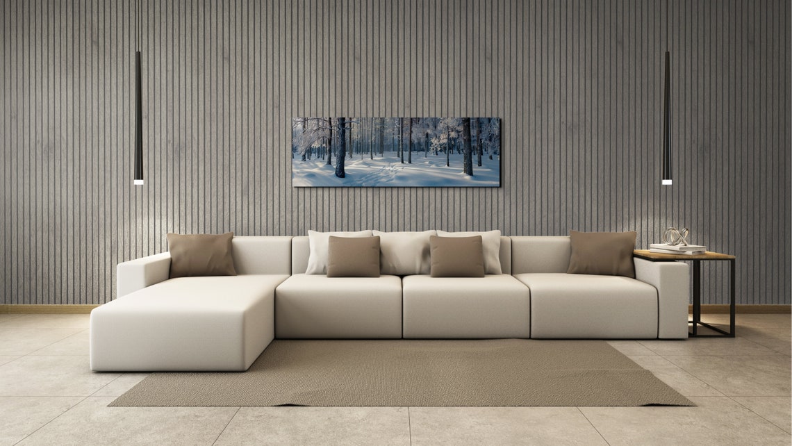 Frosted Winter Forest Cool Blue Snow Panoramic Nature Poster - Image 5
