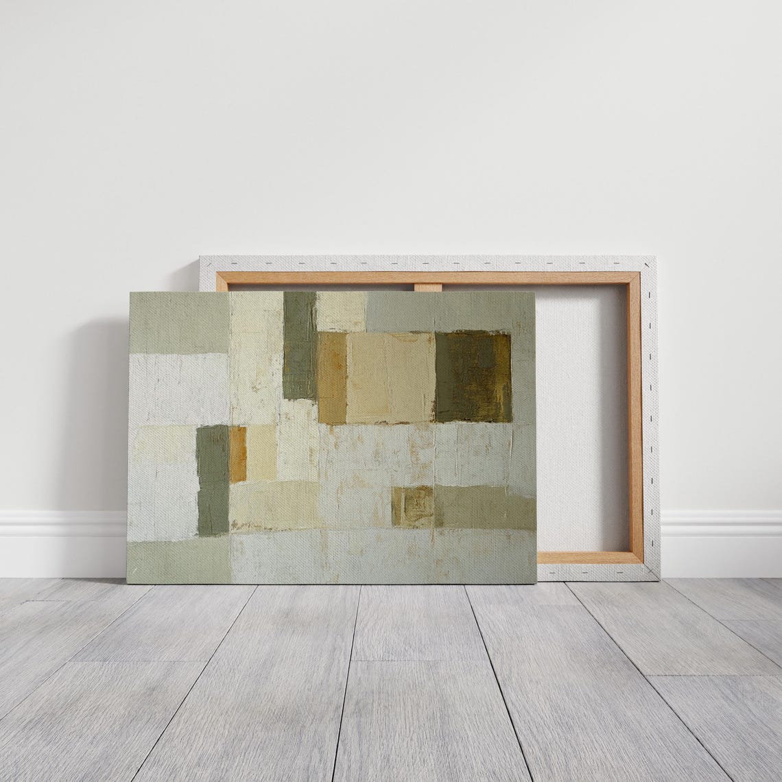 Modern Neutral Abstract Beige Gold Geometric Texture Wall Art - Image 3