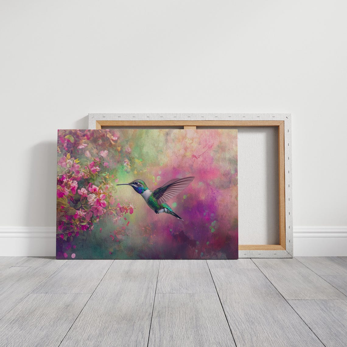 Vibrant Hummingbird Pink Blossoms Colorful Nature Beauty Bird Poster - Image 7