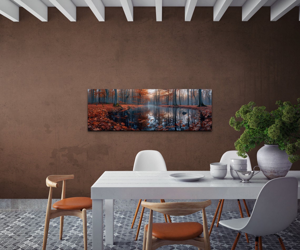 Autumn Forest Pond Mirror Reflection Fall Leaves Photographic Poster - Image 4