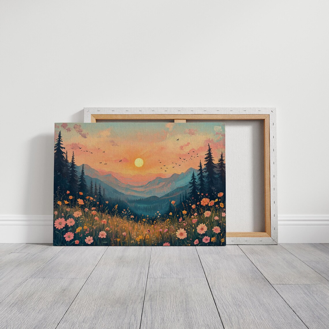 Sunset Over Mountain Meadow, Nature Landscape - Image 5