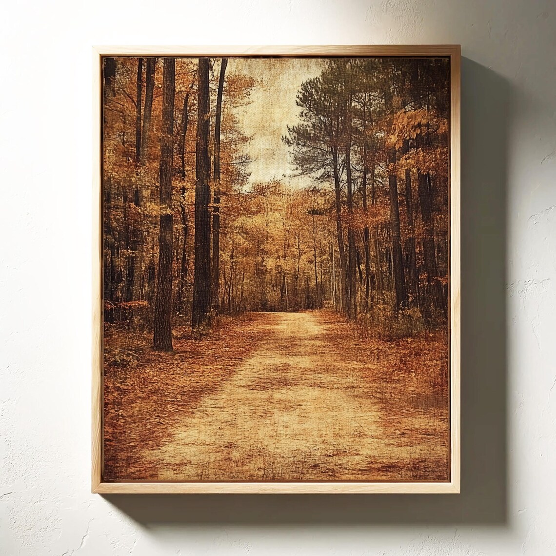 Rustic Autumn Forest Path with Tall Pines and Fallen Leaves Trail Poster - Image 4