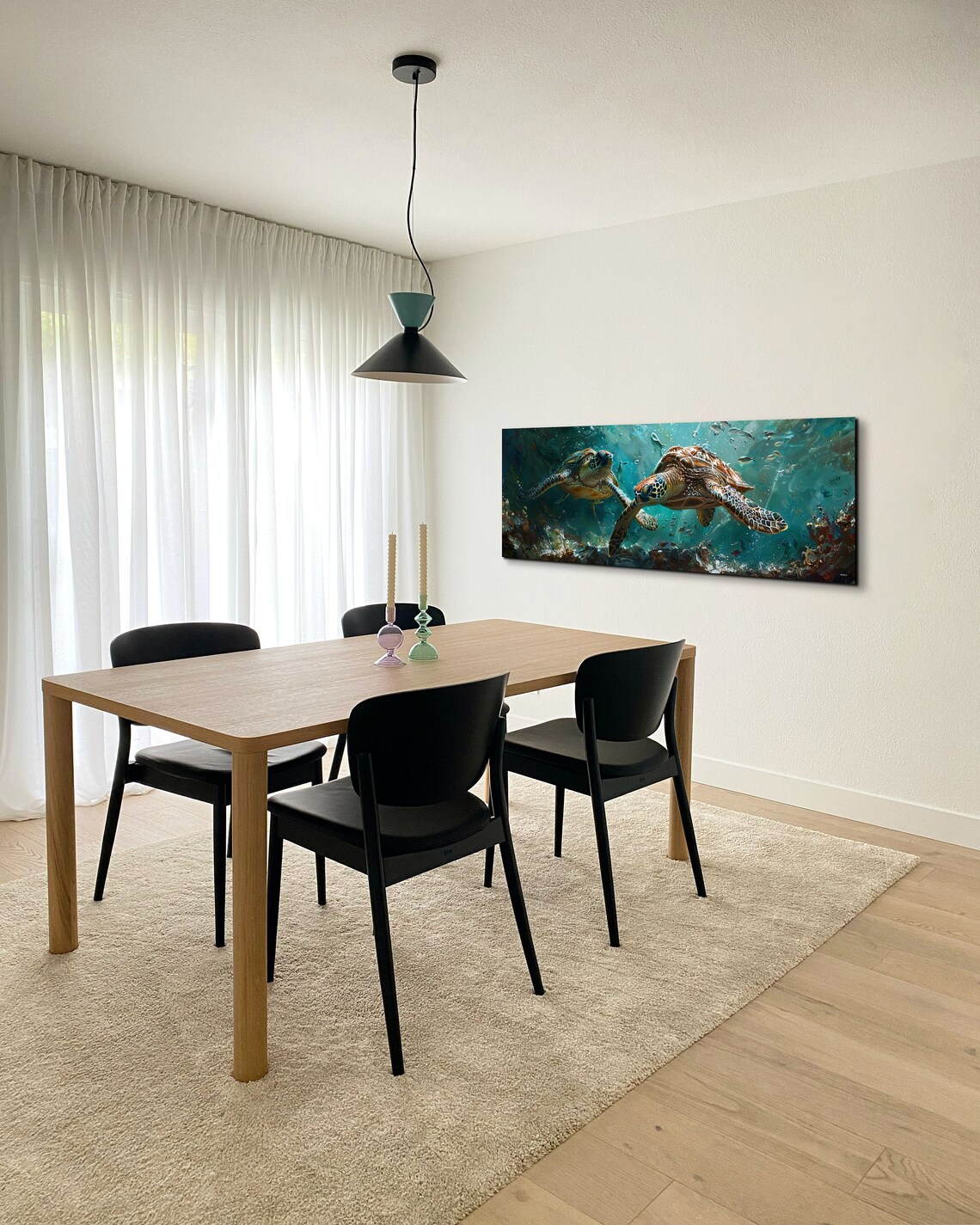 Sea Turtle Panoramic Ocean Art Print - Image 6